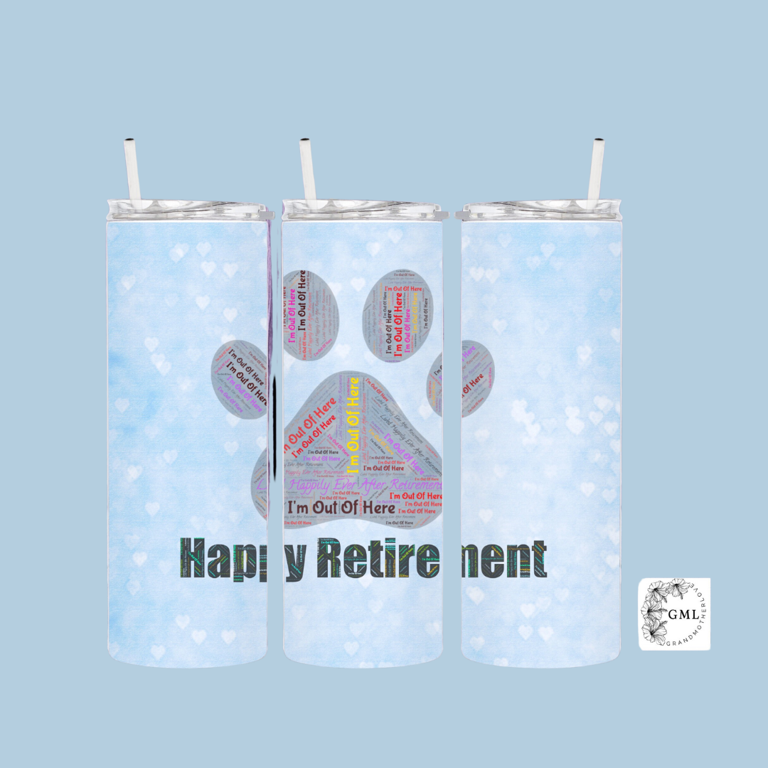 Happy Retirement Pet Footprint 4 | Personalized Tumbler