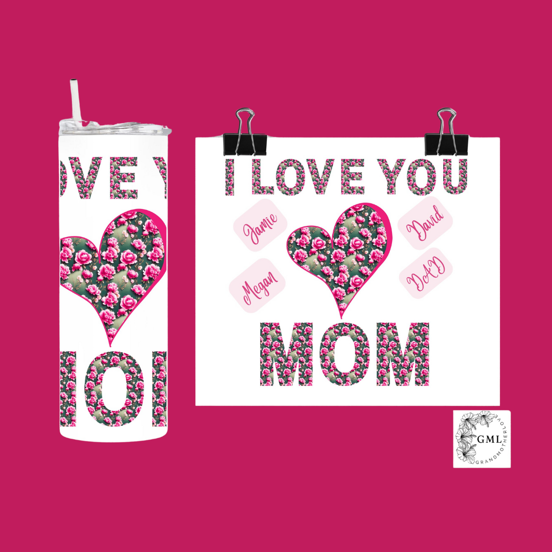 MOM + kids names, Valentines Day | Personalized Tumbler