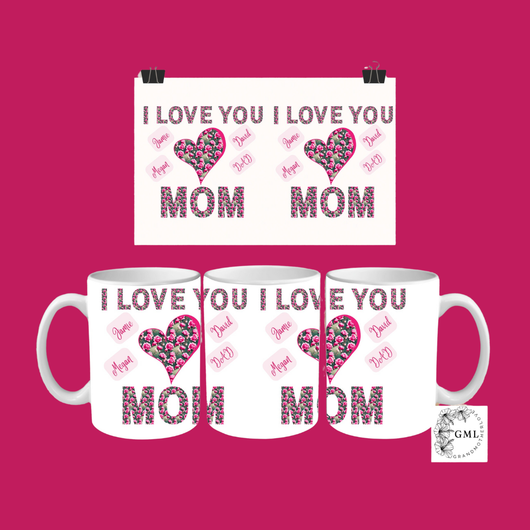 MOM + kids names, Valentines Day | Personalized Tumbler
