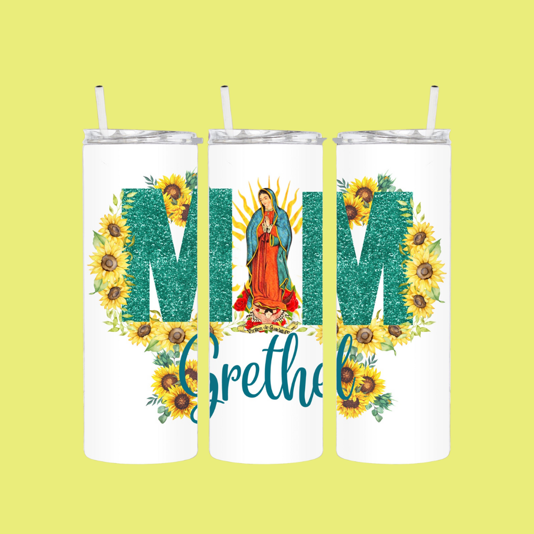 Guadalupe Mom Creen Sunflower | Personalized Tumbler