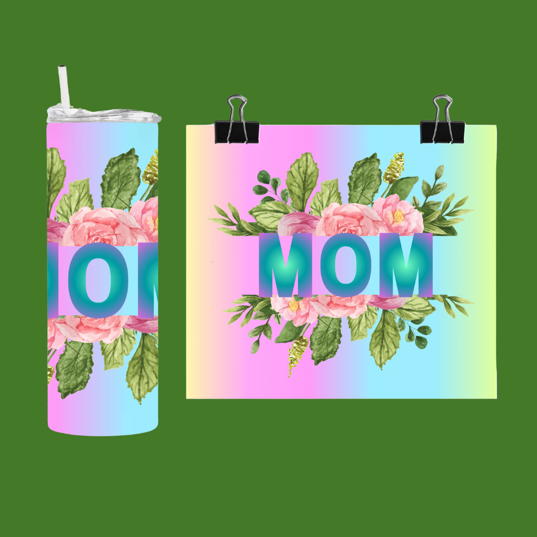 Pink Flowers Mom | Personalized Tumbler