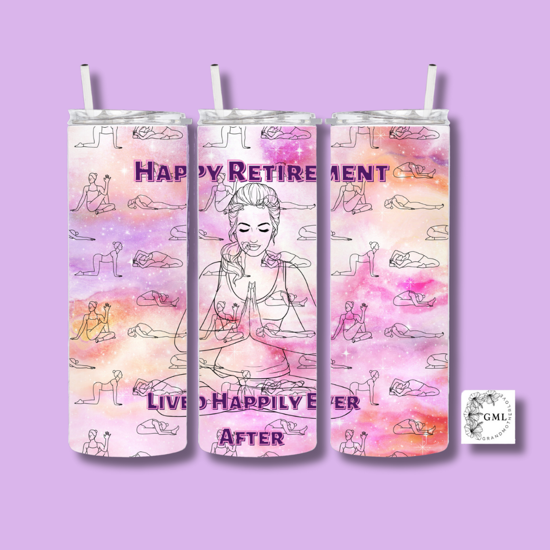 Yoga Happy Retirement, Pastel 2 | Tumbler Sublimation Design, Personalized