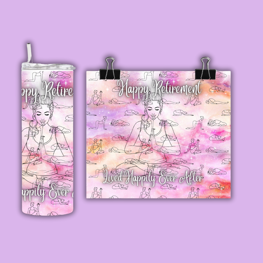 Yoga Happy Retirement, Pastel 2 | Tumbler Sublimation Design, Personalized