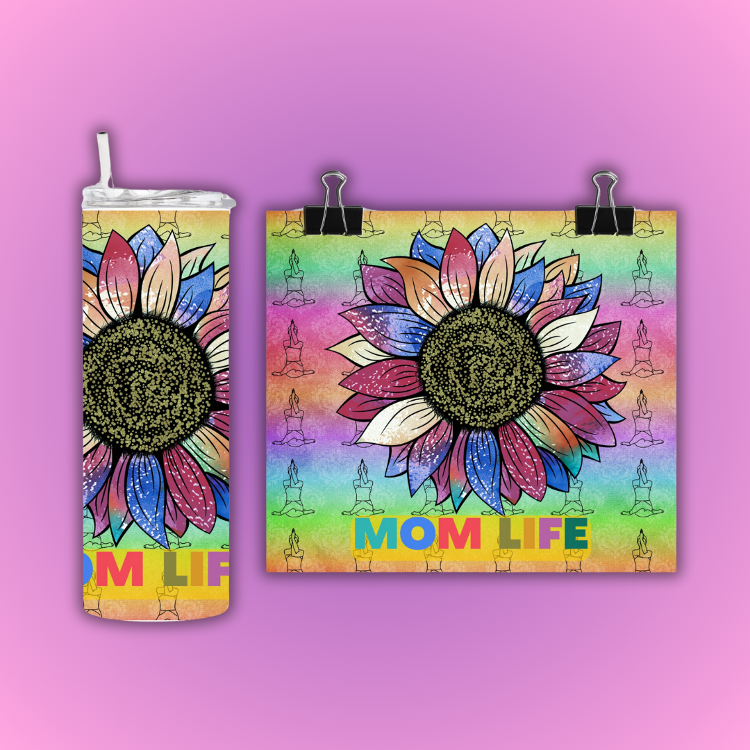 Yoga Mom, Sun Flower Colors | Tumbler Sublimation Design, Personalized
