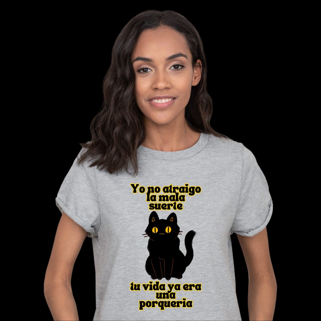 Black ''Lucky'' Cat | T-shirt Personalized, Unisex