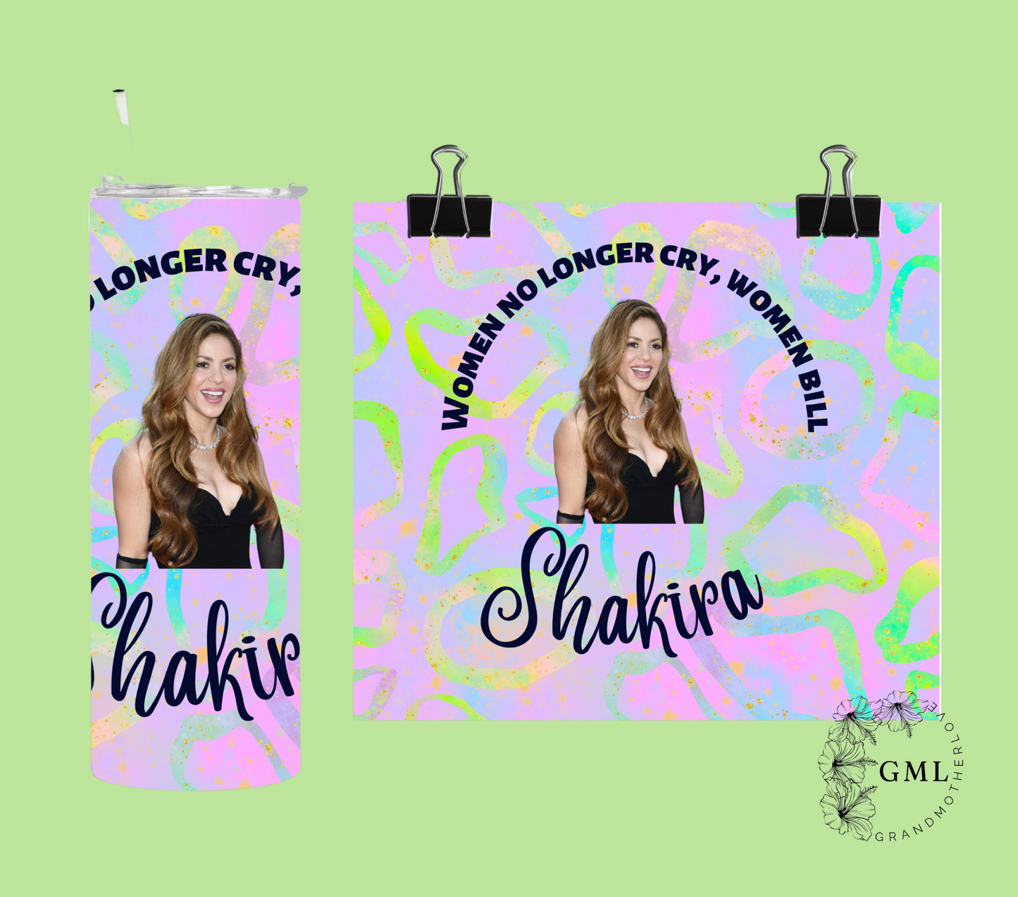 Shakira ''Women no longer cry'' | Tumbler with Lid & Straw 20onz