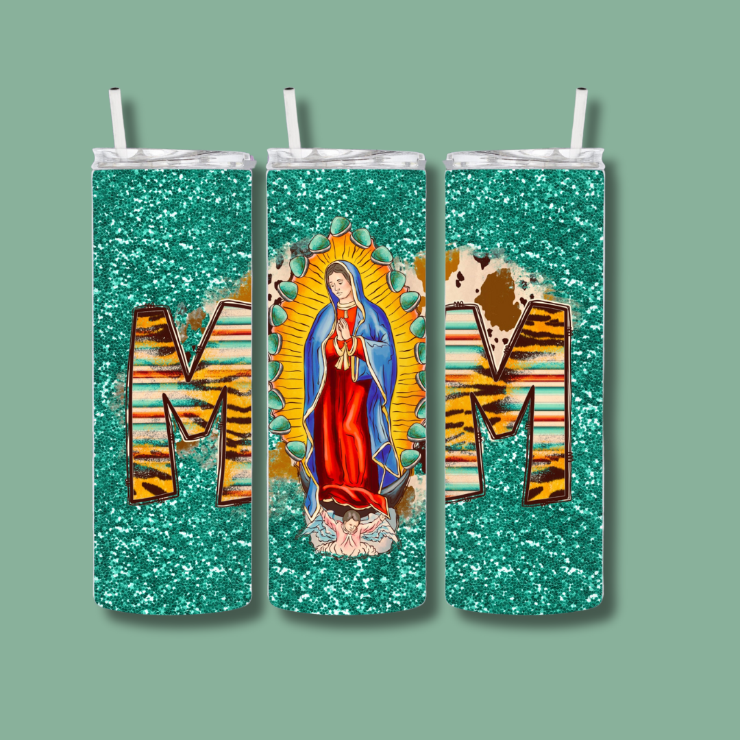 Guadalupe Mom Glitter Green | Personalized Tumbler