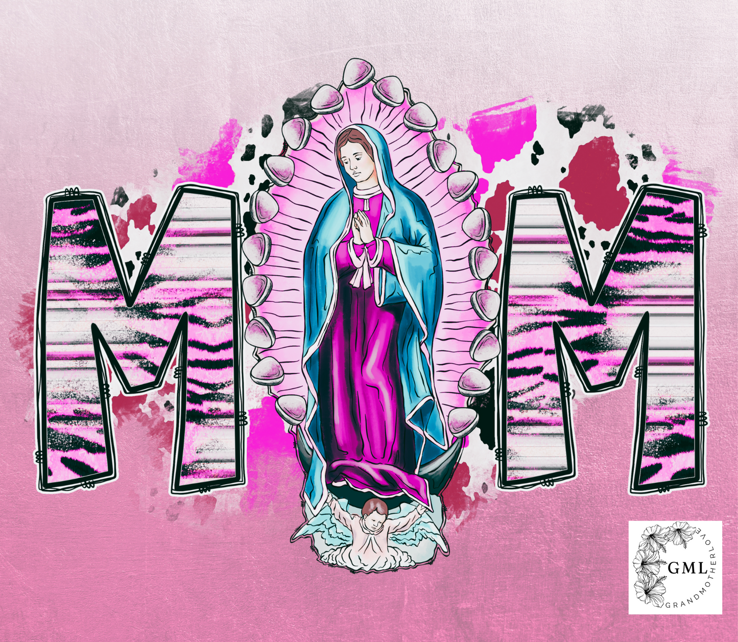 Guadalupe Mom Pink - Religious | Tumbler + PNG File