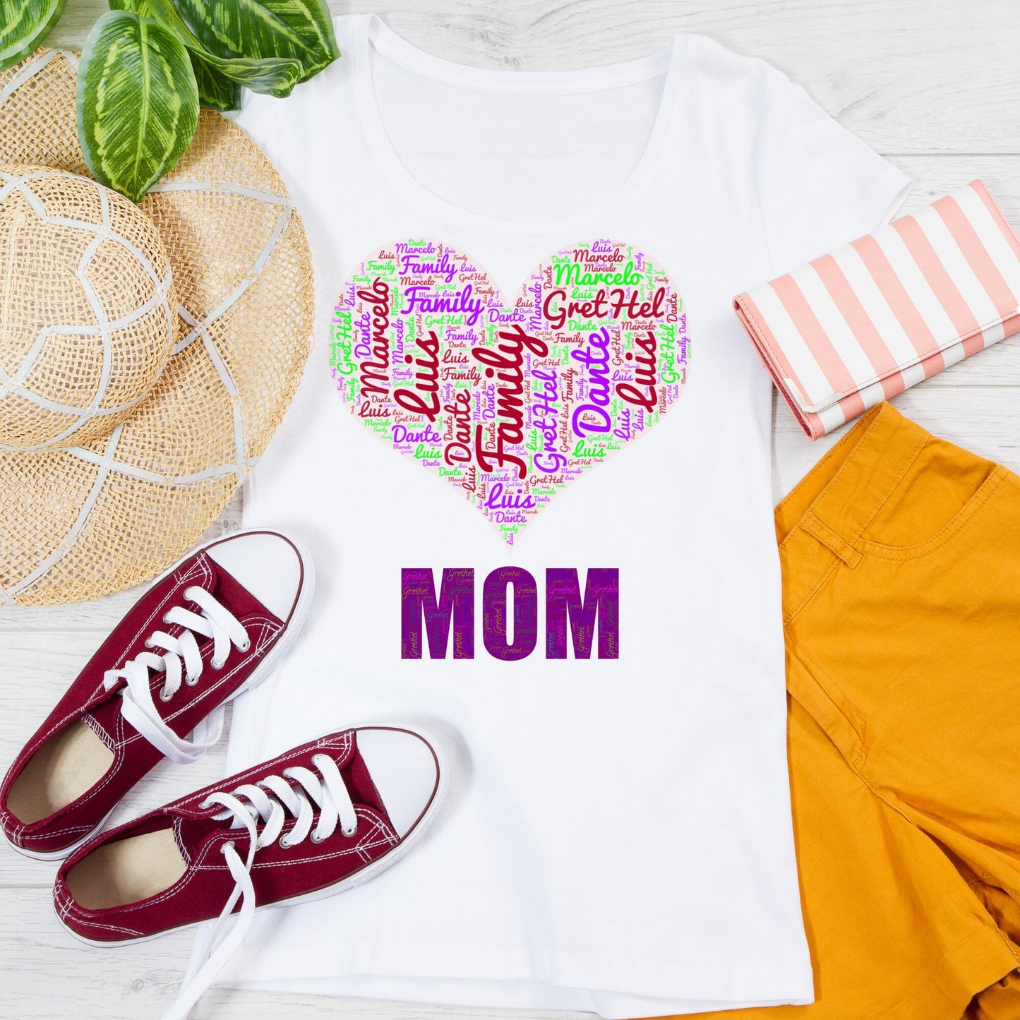 Mama with Family Names, Heart | Personalized