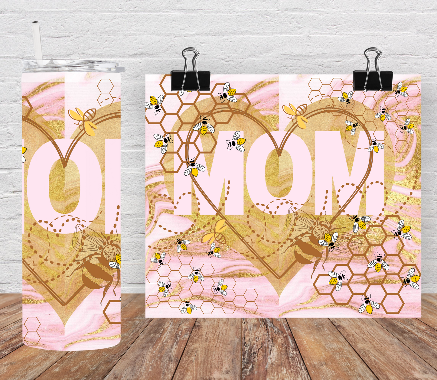 Pink Bee Mom | Personalized Tumbler