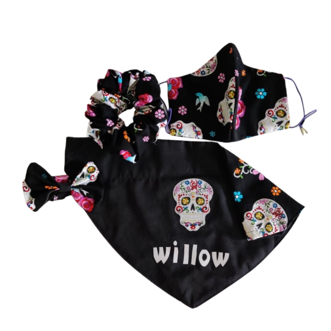 Calavera for Pets |  Set Collar Slip-On Dog Bandanas Reversible