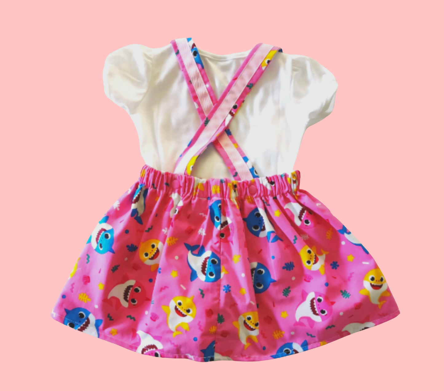 Baby Shark | Skirt-Straps Suspenders Outfit, Baby Girl.