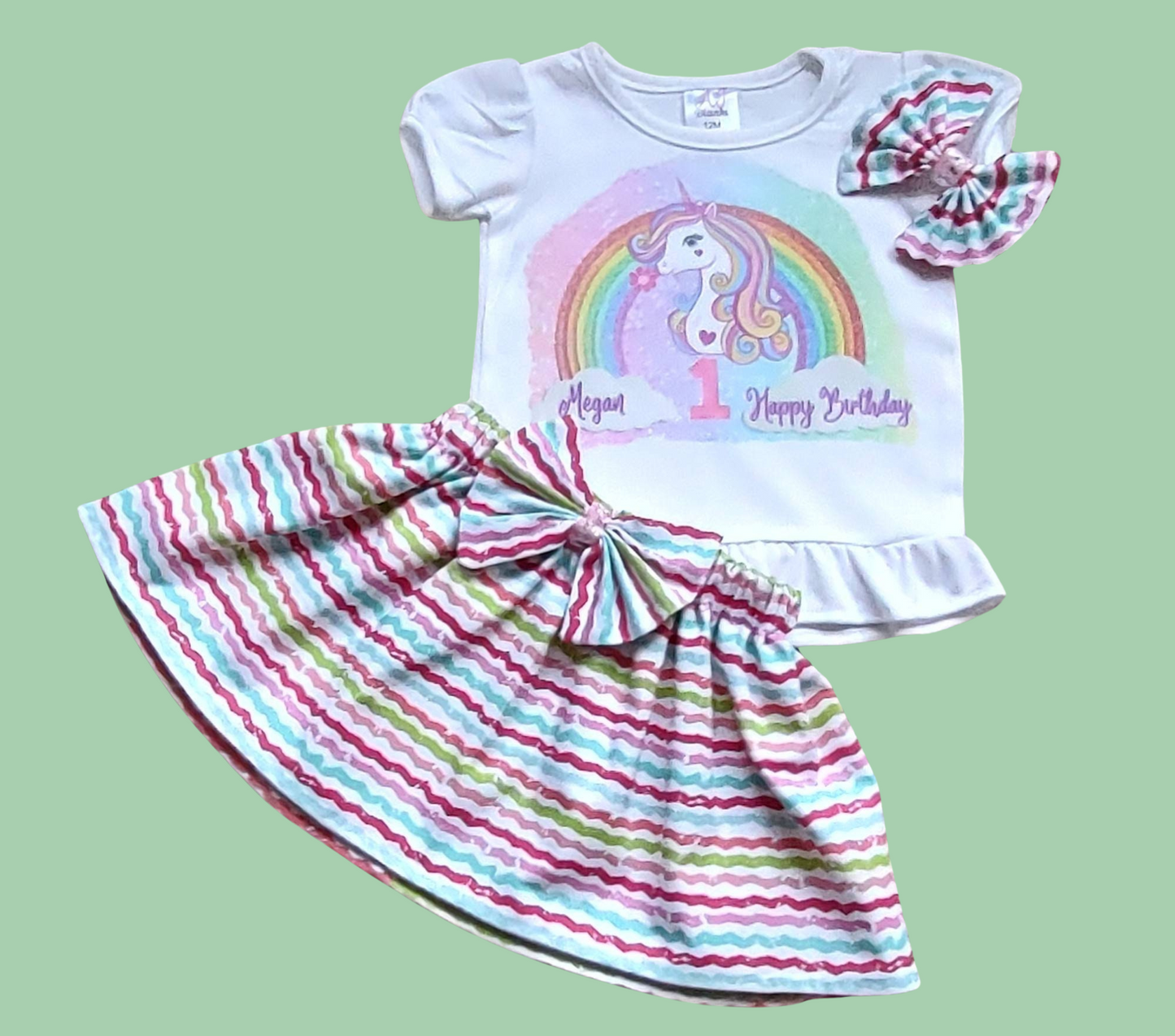 Unicorn | Baby Girl/Toddler Outfit - Skirt & Head Bow