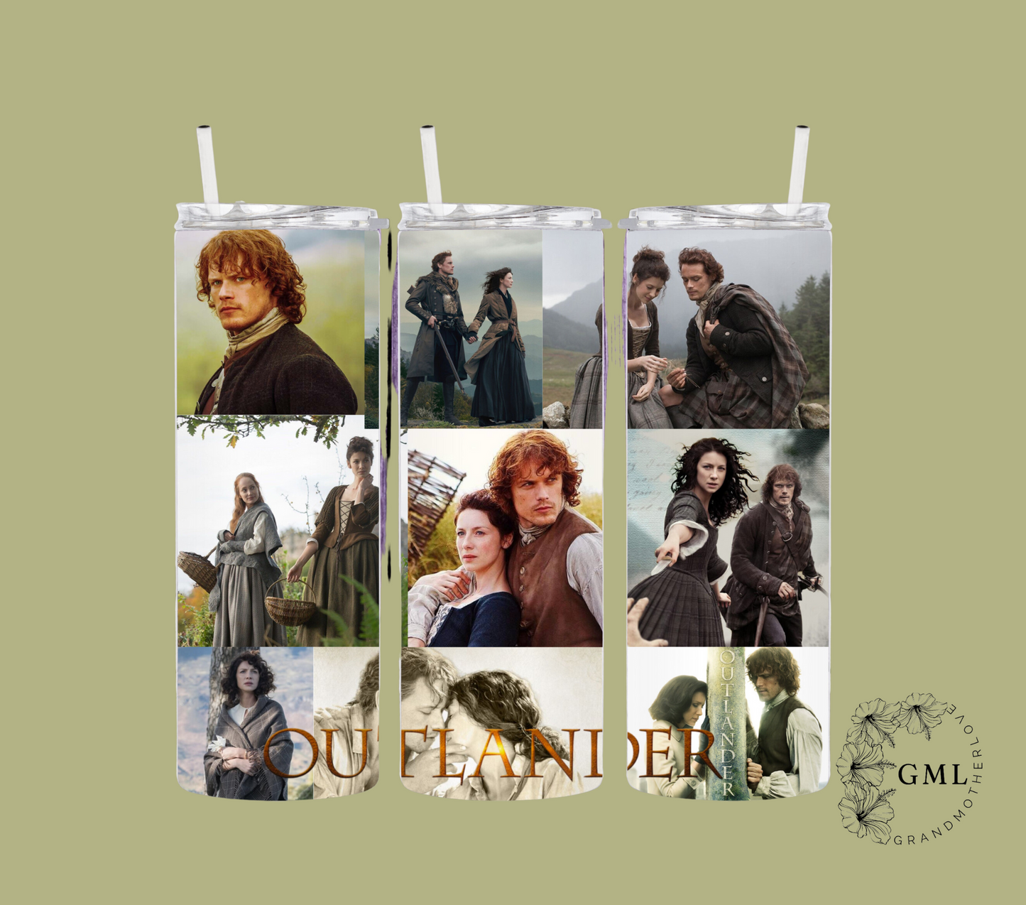 Outlander Collage | Personalized Tumbler With Lid and Straw