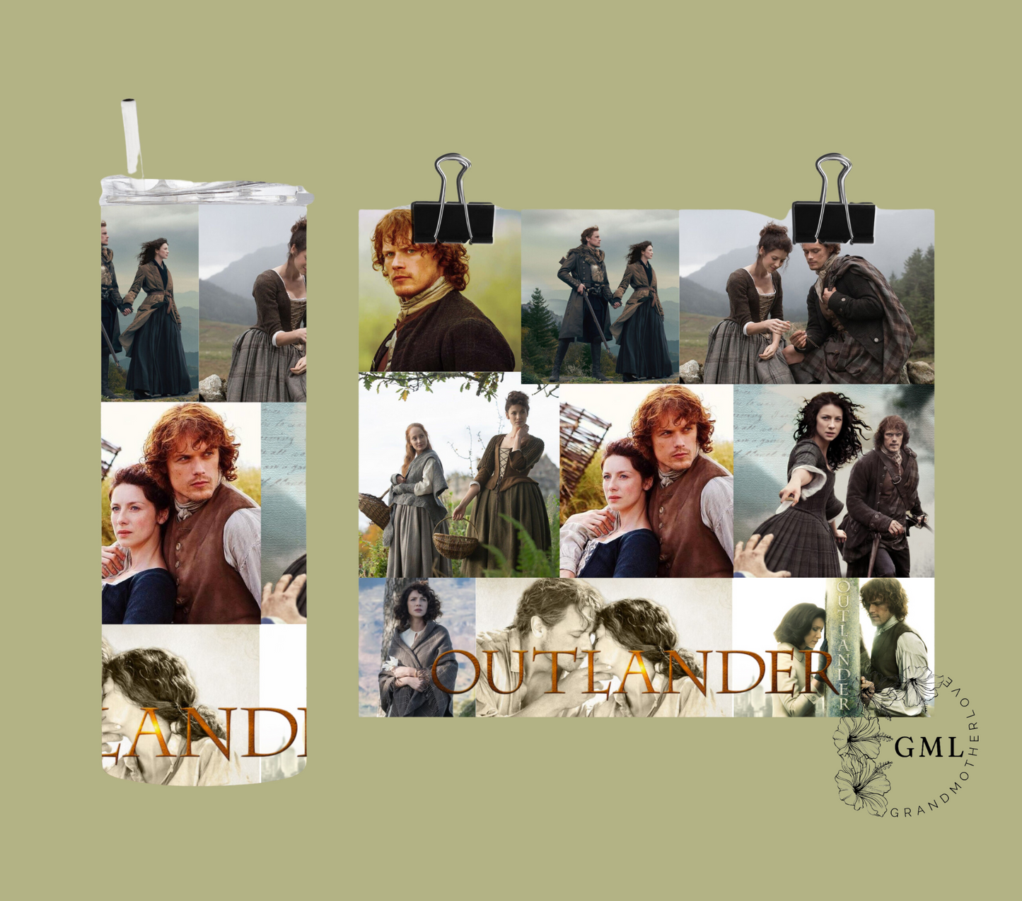 Outlander Collage | Personalized Tumbler With Lid and Straw