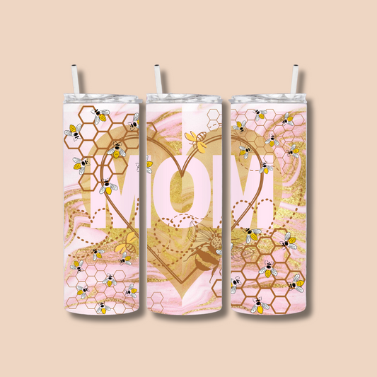 Pink Bee Mom | Personalized Tumbler