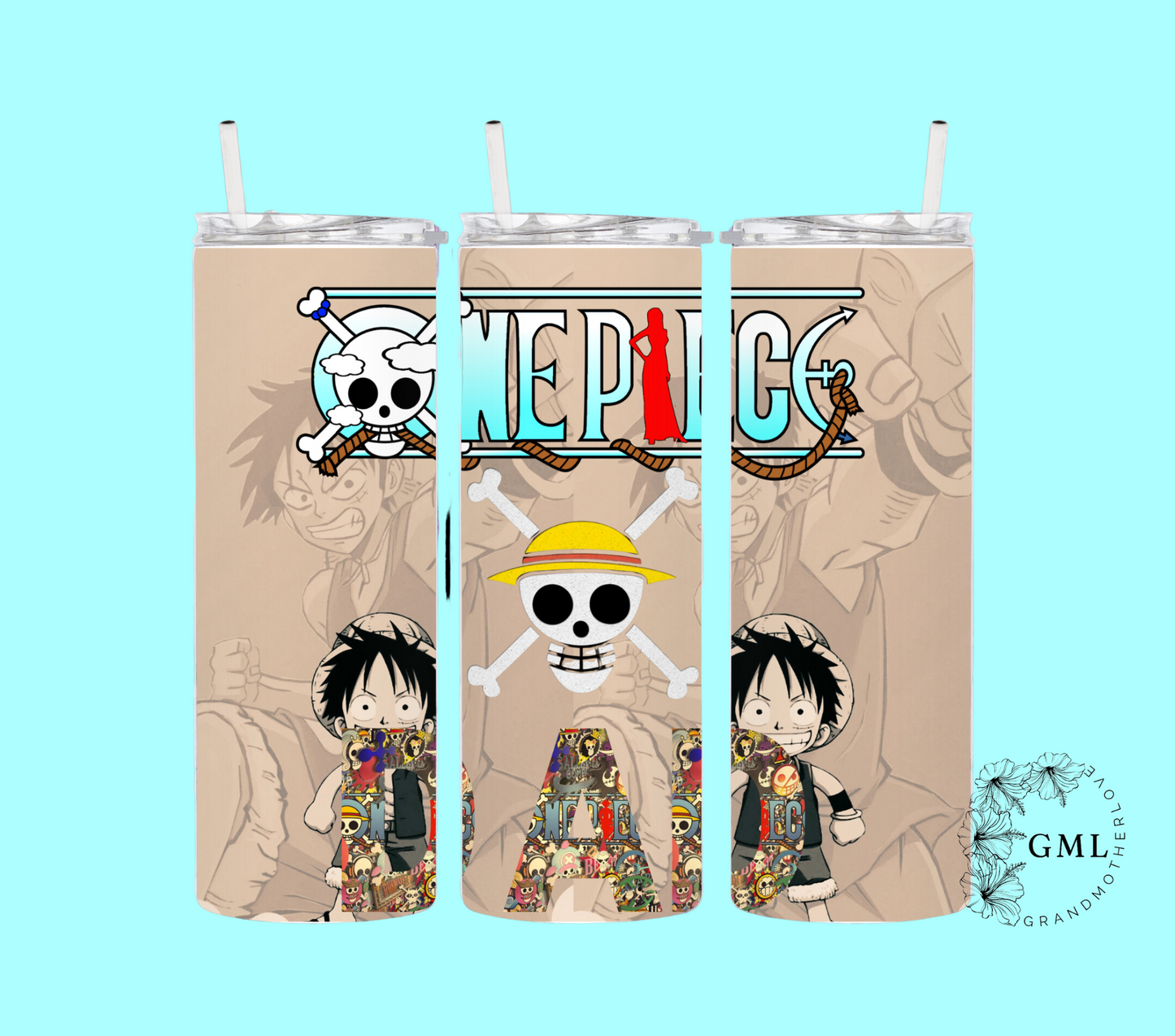 One Piece Anime 3 | Personalized Tumbler With Lid and Straw