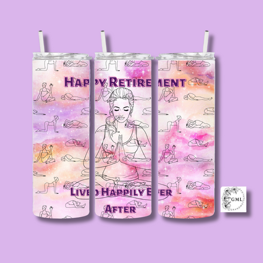 Yoga Happy Retirement, Pastel 2 | Tumbler Sublimation Design, Personalized