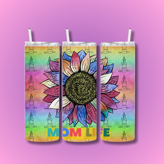 Yoga Mom, Sun Flower Colors | Tumbler Sublimation Design, Personalized