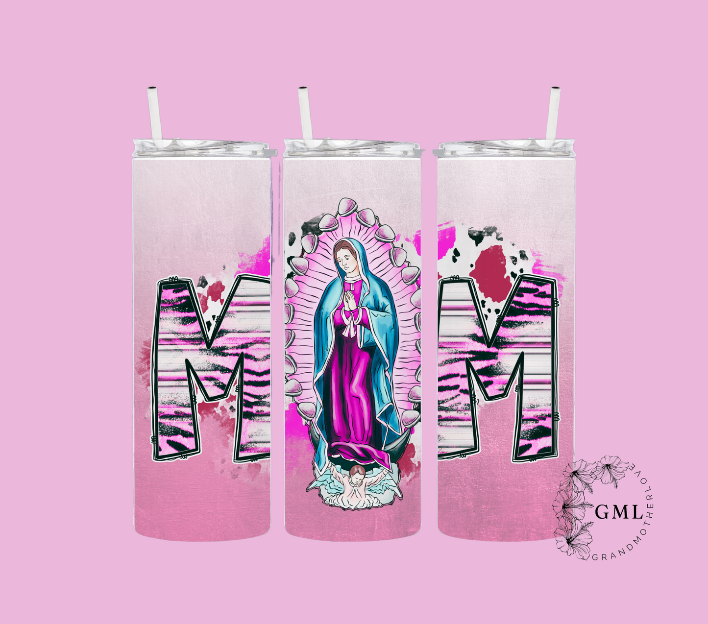 Guadalupe Mom Pink | Tumbler Religious Gift