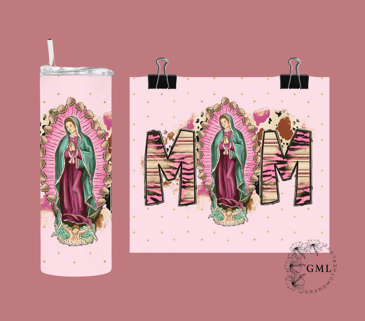 Guadalupe Mom Soft Pink | Personalized Tumbler