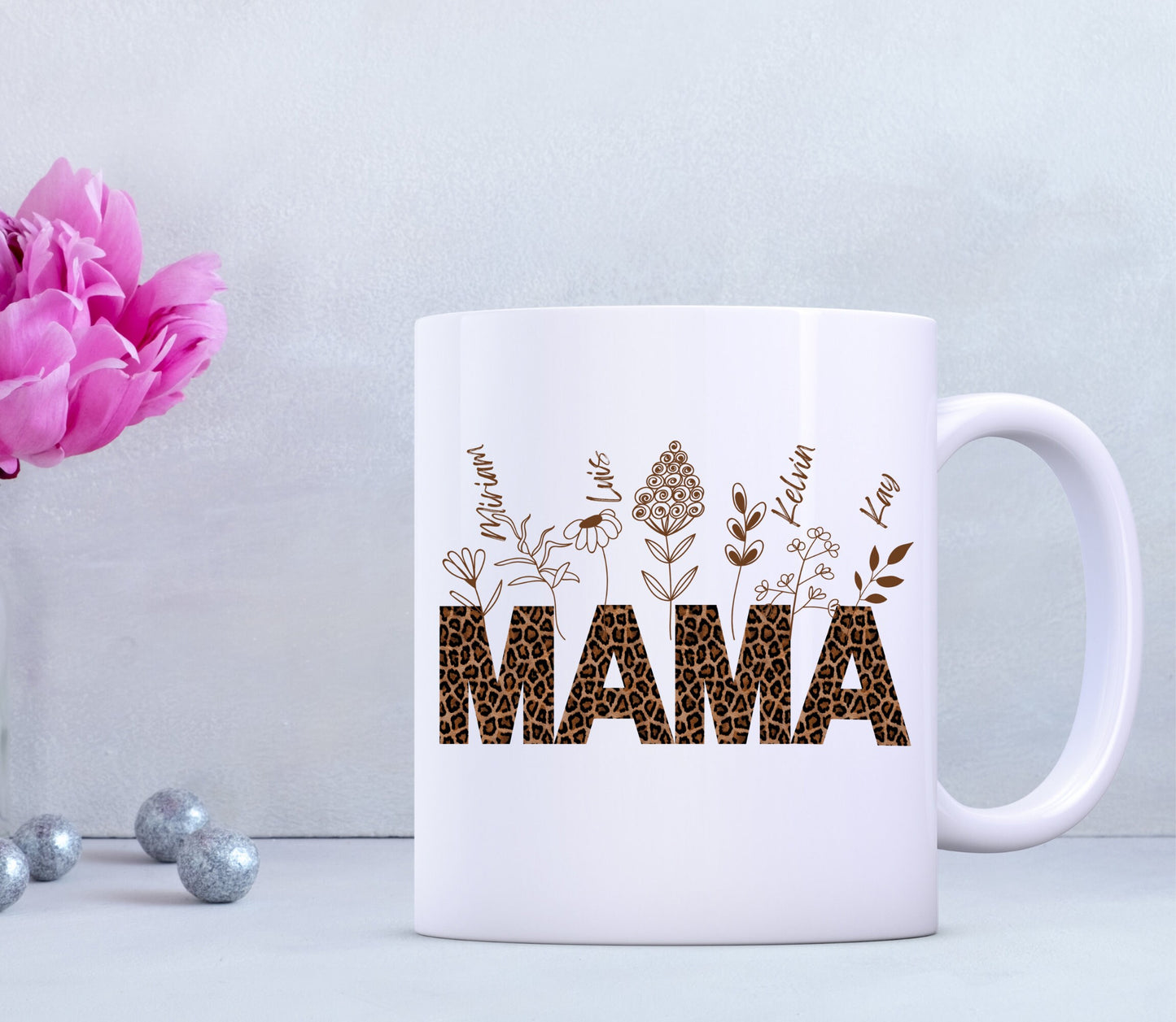 MAMA + Kids Names, Flowers | Personalized Tumbler